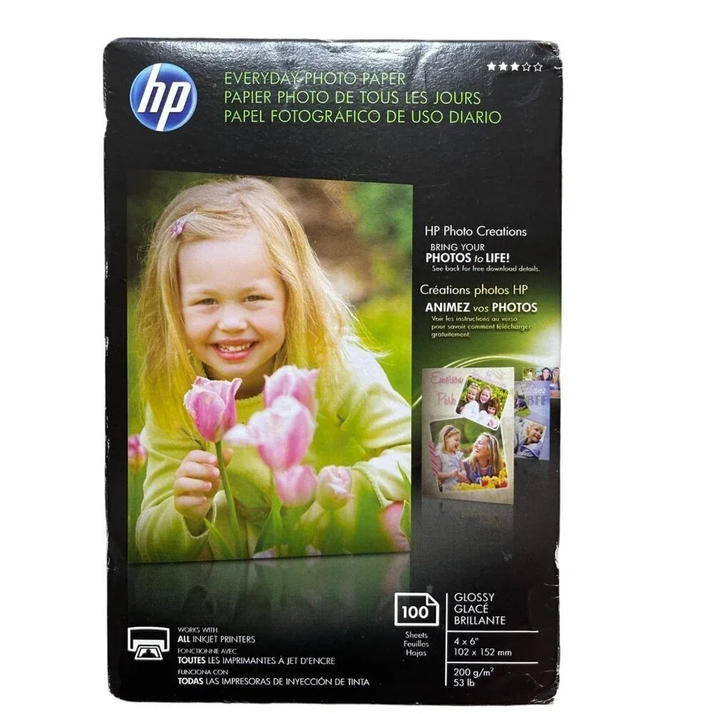 NIB HP cr759a Everyday Photo Paper Glossy 4x6, 100 Sheets